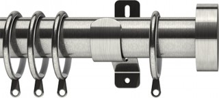 Integra Elements Stud 35mm Satin Steel Metal Curtain Pole