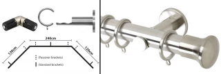 Rolls Neo 3 Sided Bay Curtain Pole Kit 19mm Stainless Steel