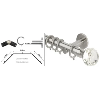 Rolls Neo 3 Sided Bay Curtain Pole Kit 28mm Stainless Steel