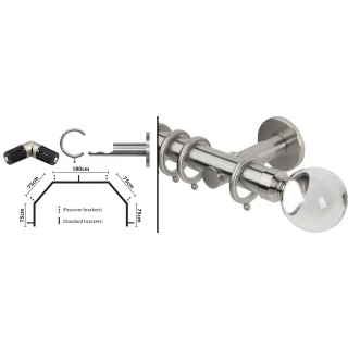 Rolls Neo 5 Sided Bay Curtain Pole Kit 28mm Stainless Steel