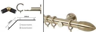 Rolls Neo L-Shaped Bay Curtain Pole Kit 19mm Spun Brass