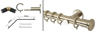 Rolls Neo L-Shaped Bay Curtain Pole Kit 19mm Spun Brass
