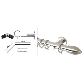 Rolls Neo L-Shaped Bay Curtain Pole Kit 19mm Stainless Steel