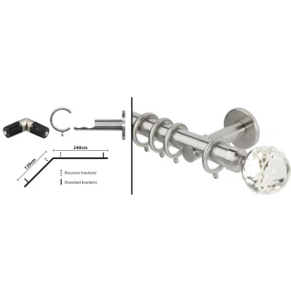 Rolls Neo L-Shaped Bay Curtain Pole Kit 35mm Stainless Steel