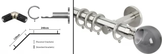 Rolls Neo L-Shaped Bay Curtain Pole Kit 35mm Stainless Steel