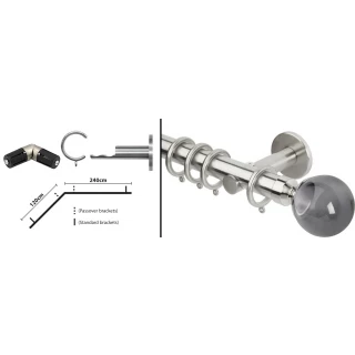 Rolls Neo L-Shaped Bay Curtain Pole Kit 28mm Stainless Steel