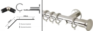 Rolls Neo L-Shaped Bay Curtain Pole Kit 19mm Stainless Steel