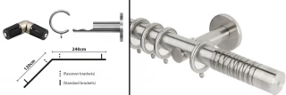 Rolls Neo L-Shaped Bay Curtain Pole Kit 28mm Stainless Steel
