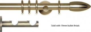 Rolls Neo Double Curtain Pole 19/28mm Spun Brass