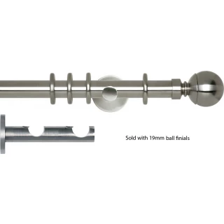 Rolls Neo Double Curtain Pole 19/28mm Stainless Steel Effect