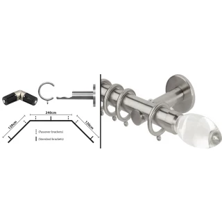 Rolls Neo 3 Sided Bay Curtain Pole Kit 35mm Stainless Steel