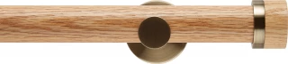 Rolls Neo 35mm Oak Stud Eyelet Curtain Pole Spun Brass Cylinder Brackets