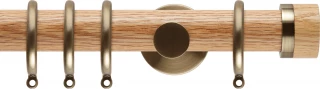 Rolls Neo 35mm Oak Stud Curtain Pole Spun Brass Cylinder Brackets