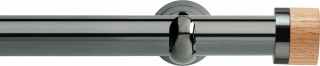 Rolls Neo 28mm Oak Stud Metal Eyelet Curtain Pole Black Nickel Cup Brackets