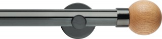 Rolls Neo 28mm Oak Ball Metal Eyelet Curtain Pole Black Nickel Cylinder Brackets