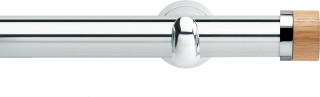 Rolls Neo 28mm Oak Stud Metal Eyelet Curtain Pole Chrome Cup Brackets