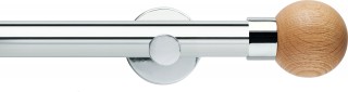 Rolls Neo 28mm Oak Ball Metal Eyelet Curtain Pole Chrome Cylinder Brackets