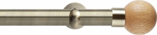 Rolls Neo 28mm Oak Ball Metal Eyelet Curtain Pole Spun Brass Cup Brackets