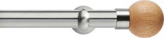 Rolls Neo 28mm Oak Ball Metal Eyelet Curtain Pole Stainless Steel Cup Brackets