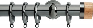 Rolls Neo 28mm Oak Stud Metal Curtain Pole Black Nickel Cup Brackets