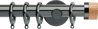 Rolls Neo 28mm Oak Stud Metal Curtain Pole Black Nickel Cylinder Brackets