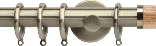 Rolls Neo 28mm Oak Stud Metal Curtain Pole Spun Brass Cylinder Brackets
