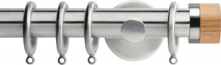 Rolls Neo 28mm Oak Stud Metal Curtain Pole Stainless Steel Cylinder Brackets