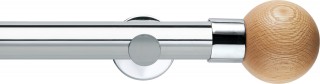 Rolls Neo 35mm Oak Ball Metal Eyelet Curtain Pole Chrome Cylinder Brackets