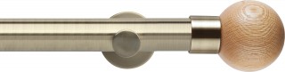 Rolls Neo 35mm Oak Ball Metal Eyelet Curtain Pole Spun Brass Cylinder Brackets