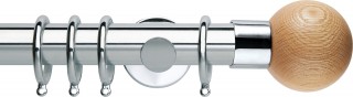 Rolls Neo 35mm Oak Ball Metal Curtain Pole Chrome Cylinder Brackets