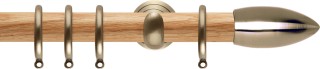 Rolls Neo 28mm Bullet Oak Curtain Pole Spun Brass Cup Brackets