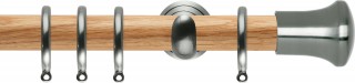 Rolls Neo 28mm Trumpet Oak Curtain Pole Stainless Steel Cup Brackets