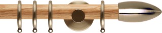 Rolls Neo 28mm Bullet Oak Curtain Pole Spun Brass Cylinder Brackets