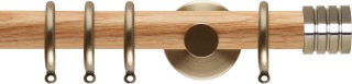 Rolls Neo 28mm Stud Oak Curtain Pole Spun Brass Cylinder Brackets
