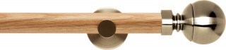 Rolls Neo 28mm Ball Oak Eyelet Curtain Pole Spun Brass Cylinder Brackets