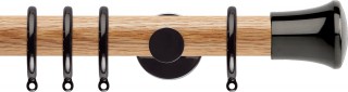Rolls Neo 35mm Trumpet Oak Curtain Pole Black Nickel Cylinder Brackets