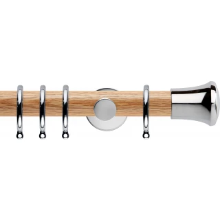 Rolls Neo 35mm Trumpet Oak Curtain Pole Chrome Cylinder Brackets
