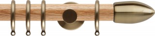 Rolls Neo 35mm Bullet Oak Curtain Pole Spun Brass Cylinder Brackets