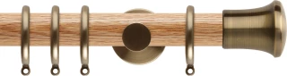 Rolls Neo 35mm Trumpet Oak Curtain Pole Spun Brass Cylinder Brackets