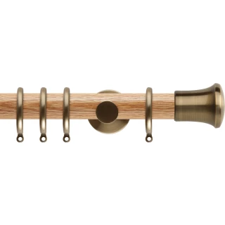 Rolls Neo 35mm Trumpet Oak Curtain Pole Spun Brass Cylinder Brackets
