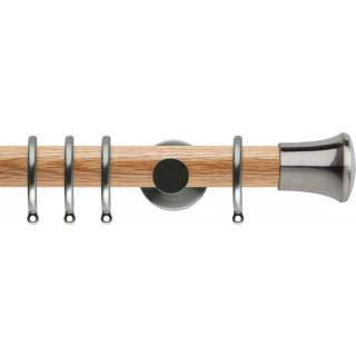 Rolls Neo 35mm Trumpet Oak Curtain Pole Stainless Steel Cylinder Brackets