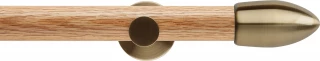 Rolls Neo 35mm Bullet Oak Eyelet Curtain Pole Spun Brass Cylinder Brackets