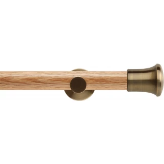 Rolls Neo 35mm Trumpet Oak Eyelet Curtain Pole Spun Brass Cylinder Brackets