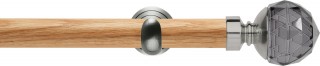 Rolls Neo Premium 28mm Smoke Grey Faceted Ball Oak Eyelet Curtain Pole Stainless Steel Cup Brackets