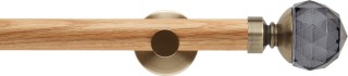 Rolls Neo Premium 28mm Smoke Grey Faceted Ball Oak Eyelet Curtain Pole Spun Brass Cylinder Brackets