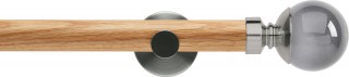 Rolls Neo Premium 28mm Smoke Grey Ball Oak Eyelet Curtain Pole Stainless Steel Cylinder Brackets