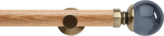 Rolls Neo Premium 35mm Smoke Grey Ball Oak Eyelet Curtain Pole Spun Brass Cylinder Brackets