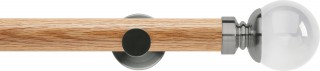 Rolls Neo Premium 35mm Clear Ball Oak Eyelet Curtain Pole Stainless Steel Cylinder Brackets