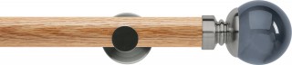 Rolls Neo Premium 35mm Smoke Grey Ball Oak Eyelet Curtain Pole Stainless Steel Cylinder Brackets
