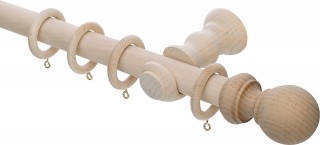 Rolls Unfinished 28mm Wood Curtain Pole